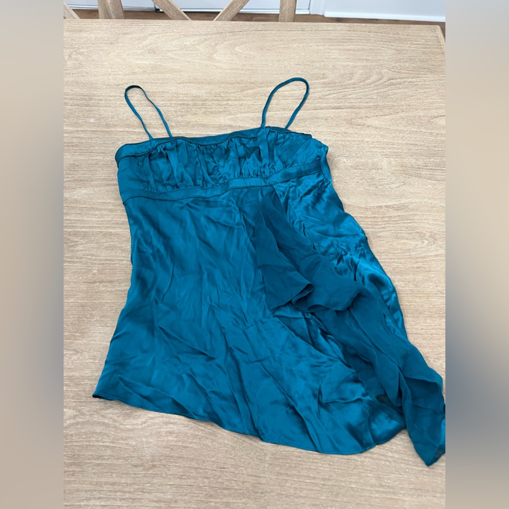 NU teal silk asymmetrical camisole size small
